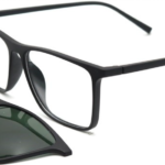 نظارة شمس وطبية للرجال إطار مستطيل لون اسود غير لامع | ماركة Eyzkare مجموعة بيزنس كليب اون