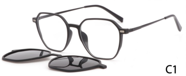 نظارات شمسية +نظارات طبية شكل الإطار سداسي لون اسود ماركة إيزكير بالسعودية