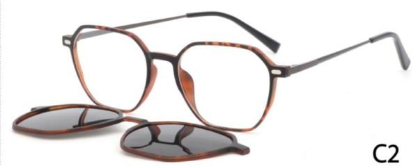 نظارة شمسية طبية للرجال شكل الإطار سداسي لون توتي