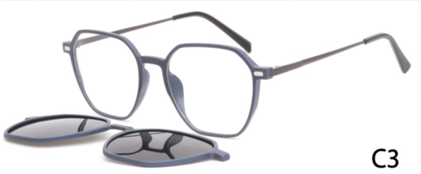 نظارة شمسية طبية للرجال شكل الإطار سداسي لون رمادي