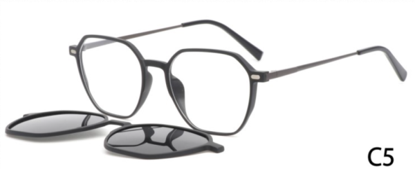 نظارة شمسية طبية للرجال شكل الإطار سداسي لون أسود غير لامع