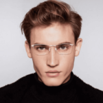 نظارة طبية مستطيلة من الفولاذ المقاوم | EyzKare تيتان إيدج - إصدار محدود من EyzKare إطار نظارة عمل نصف معدني لون ابيض - نظارات طبية ايزكير لون الاطار ابيض من المعدن شكل مستطيل