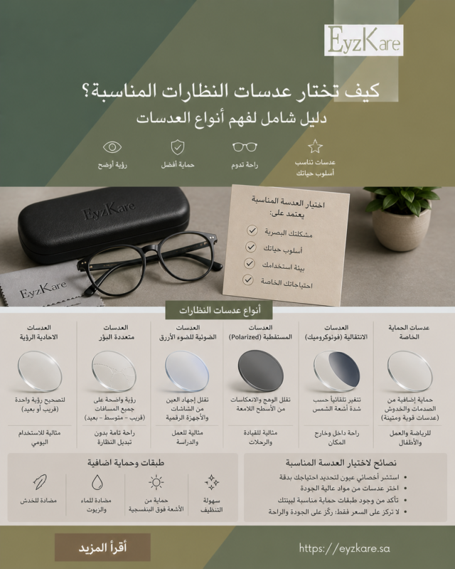 كيف تختار عدسات النظارات المناسبة؟ دليل شامل لفهم أنواع العدسات